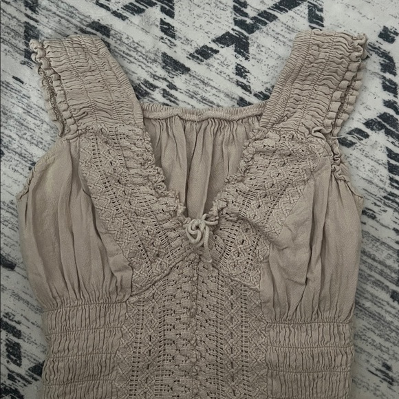 Beige Cotton & Crochet Top - Picture 1 of 7